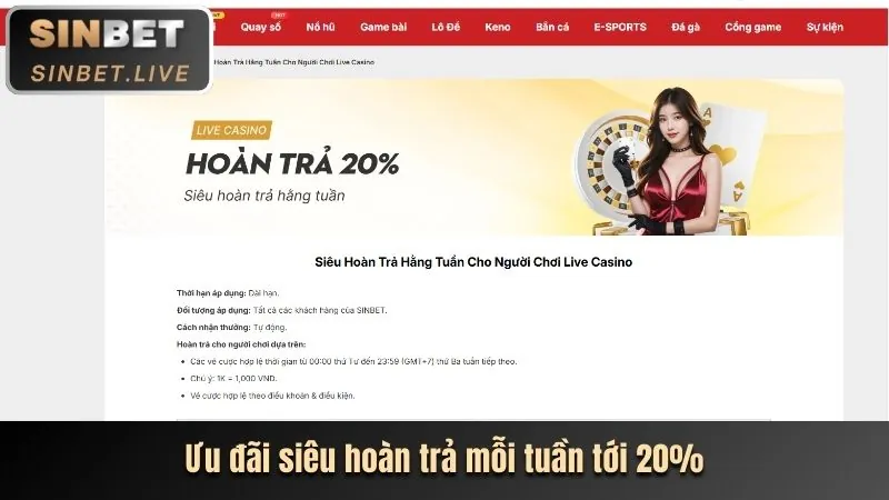 Ưu đãi hoàn trả hàng tuần nh88c